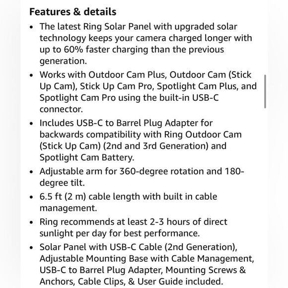 NIB RING Solar Panel for Outdoor Ring Cameras - White - Picture 13 of 13